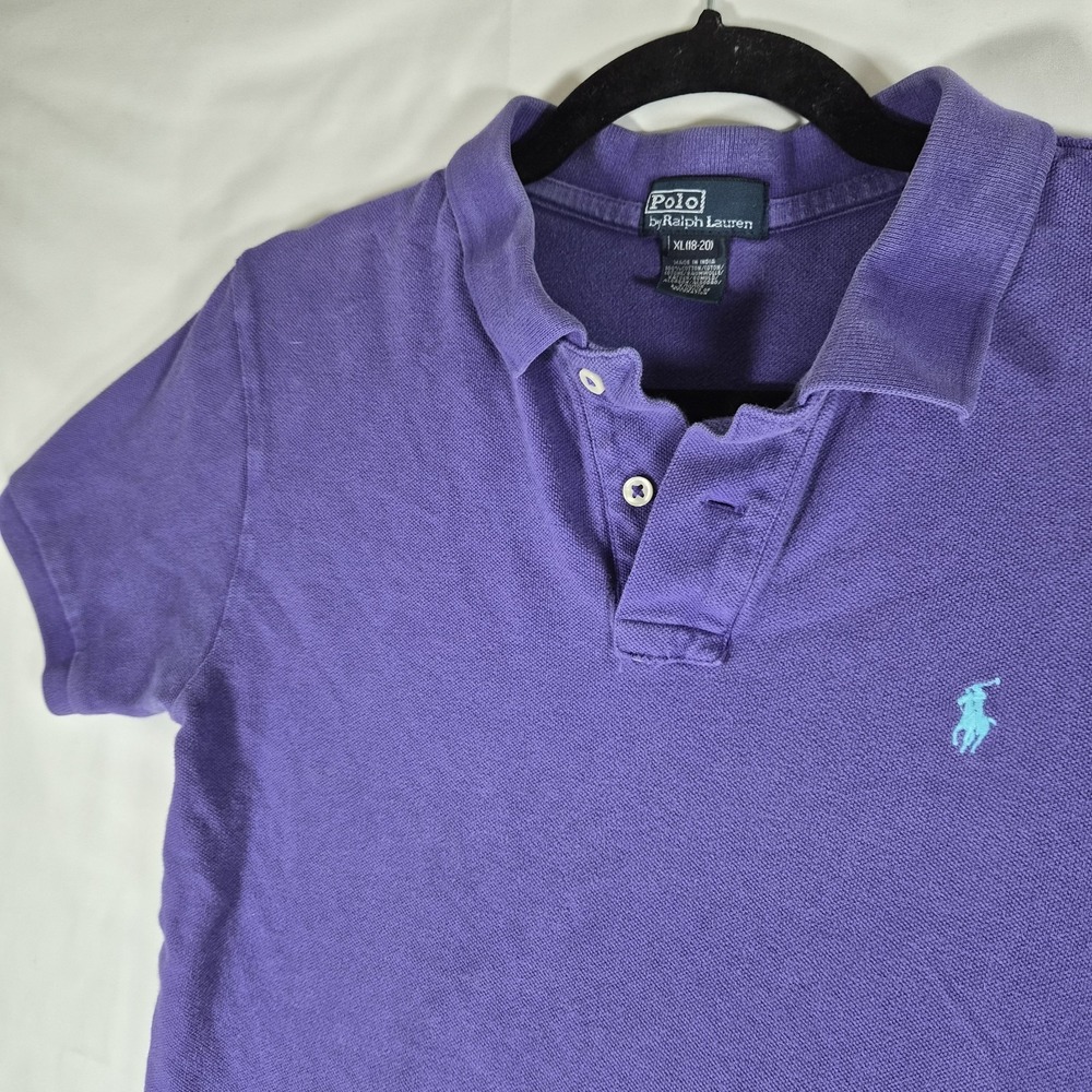 Polo Ralph Lauren Youth XL Purple Polo Shirt Short Sleeve Cotton Pony Logo...
